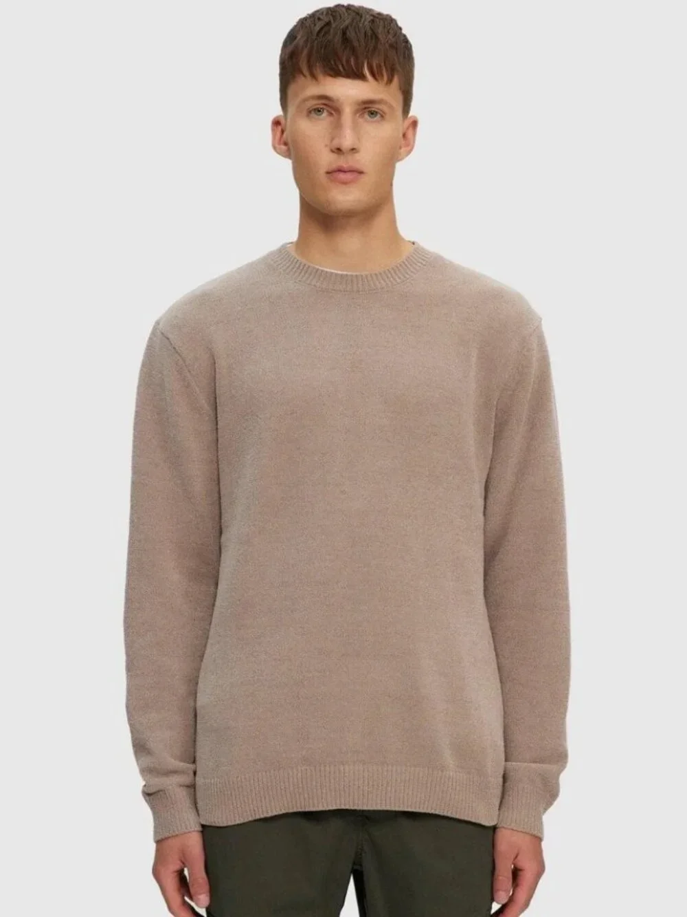Kuwalla Beige Textured Knit Crewneck Sweater